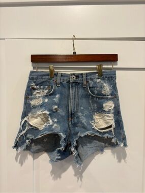 rag & bone Distressed Light Blue Denim Cutoff Shorts